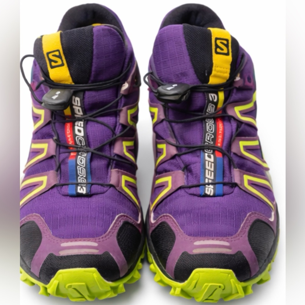 Salomon Speedcross 3 Trail Running Shoes Purple Lime Quicklace Women’s 6
